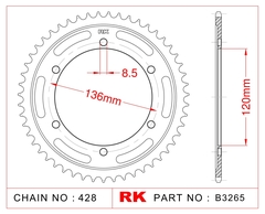 Звезда ведомая для мотоцикла RK B3265-47 (JTR1847-47) XT250 08-16
