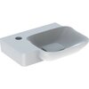 Раковина Geberit myDay: Белый / Специальное керамическое покрытие KeraTect, B=40см, H=10.5см, T=28см, Отверстие под смеситель=Левая, Перелив=Без