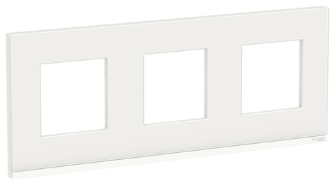 Рамка на 3 поста, горизонтальная. Цвет Белое стекло/белый. Schneider Electric Unica Pure. NU600685