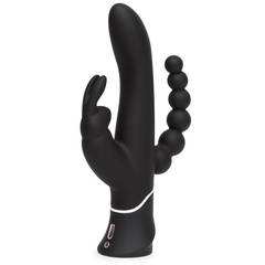 Черный перезаряжаемый вибратор Triple Curve Rechargeable Rabbit Vibrator - 25,4 см. - 