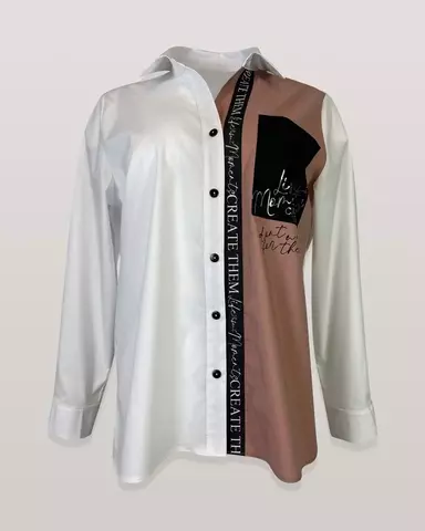 Блузка Kzara 4056 рубашка карман надпись