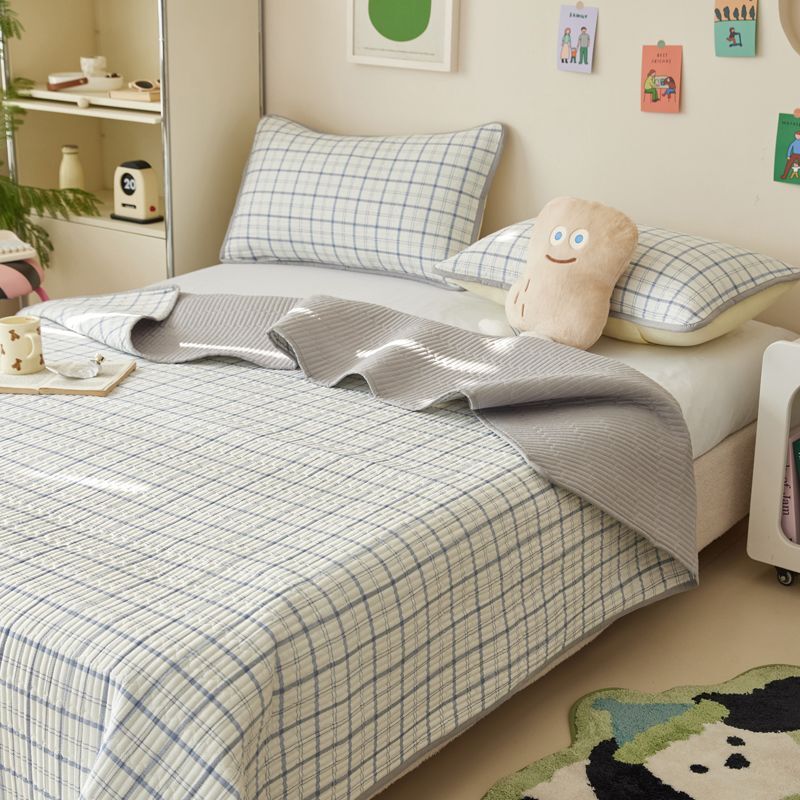 ZEPHYR HOME Покрывало 225х250 Хлопок Белый голубая клетка