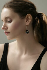 Серьги Маки черные с латунным конфетти