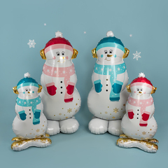 К Фигура на подставке, Снеговик в розовом шарфе, 58''/147 см, 1 шт.