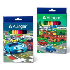 
          Карандаши цветные Alingar 18 цв., "Мульт-машины" деревянные, шестигранные, заточенные, грифель 3.0 мм, картон. уп., европод.