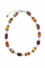 Стильный чокер с балтийским янтарём и пресноводным жемчугом