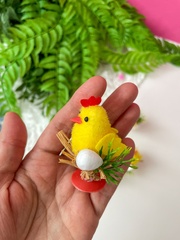 Цыплята пасхальные, декоративные, пушистые, 6 см на ветке, набор 4 шт.