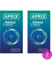 Презервативы APRIX Ribbed ребристые (2 упаковки по 12 шт.)