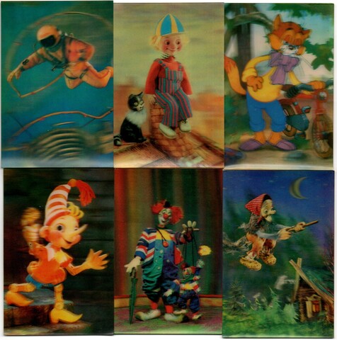 № 152 Набор из 10 объёмных стерео Календариков СССР Мультфильмы 1989, 1988 год