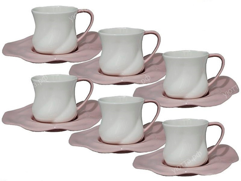 Кофейный набор 12 предметов 75 мл - Розовый - купить
