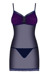 Фиолетовая полупрозрачная сорочка Suella с нежным кружевом и украшением на лифе