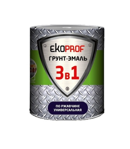 Грунт-эмаль 3в1 «EKOPROF» глянцевая , черная 0.8кг (1упк-14шт)(700)