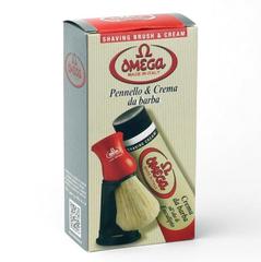 Набор для бритья Omega помазок( кабан )+ подставка + крем для бритья)