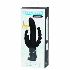 Черный перезаряжаемый вибратор Triple Curve Rechargeable Rabbit Vibrator - 25,4 см. - 