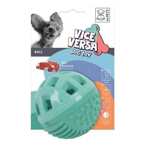 M-PETS Мяч для собак с запахом говядины для лакомств, диаметр 8.38 см