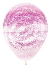 Шар (12''/30 см) Граффити, Розовый муар, Прозрачный (390), кристалл.