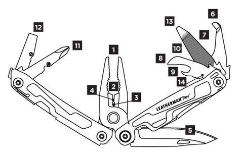 Мультитул Leatherman Rev 97 mm, 13 функций, серебристый, кробка картонная (832136)