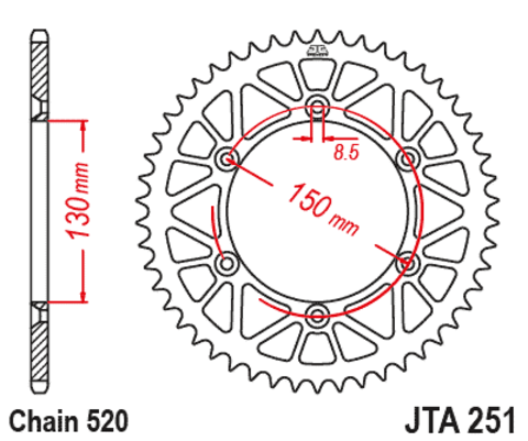 Звезда ведомая алюминиевая JTA251 49BLK