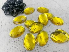 Стразы пришивные акрил, d 2,5х1,8 см, жёлтый