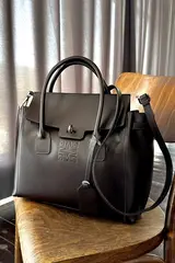 Женская темно-коричневая форматная сумка из натуральной толстой кожи