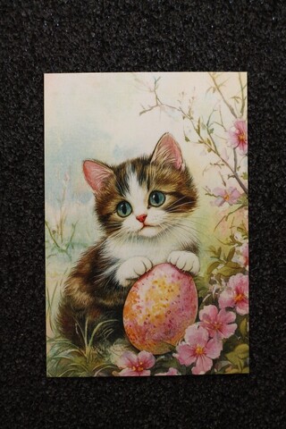 Котенок с пасхальным яйцом