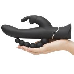 Черный перезаряжаемый вибратор Triple Curve Rechargeable Rabbit Vibrator - 25,4 см. - 