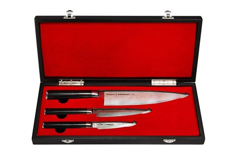 Набор из 3 ножей Samura Damascus, G-10, дамаск 67 слоев, в подарочной коробке