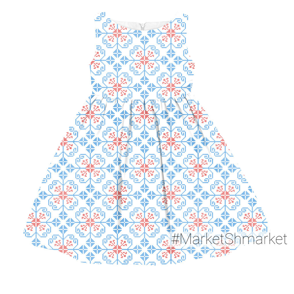 Ткани Цветы из крестиков, народная вышивка - закажи на #MarketShmarket ...