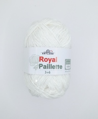 Королевские пайетки/Добавочная нить хлопок с пайетками 3/6мм, 25 гр, 65 м, белый