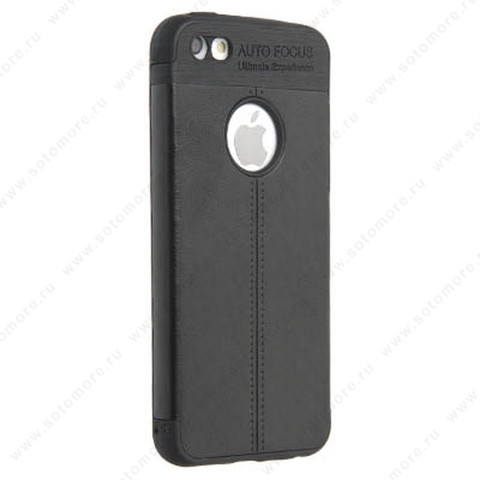 Накладка силиконовая для Apple iPhone SE/ 5s/ 5 жесткий с кожаной вставкой Вид 1 черный