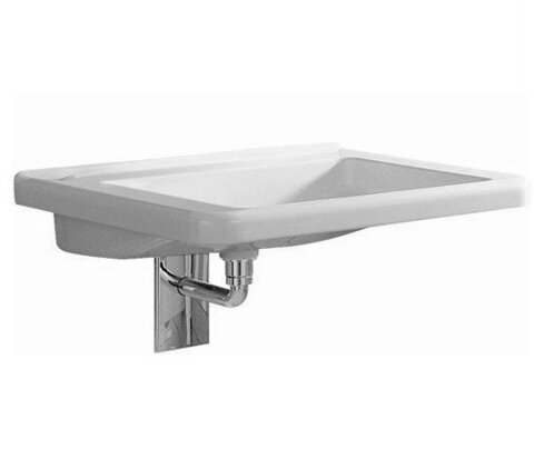 Раковина Geberit Renova Comfort Square, безбарьерная: B=75см, T=55см, Отверстие под смеситель=Без, Перелив=Без, Белый