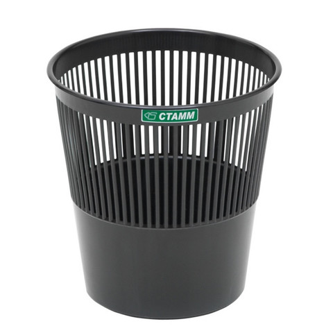 Корзина для мусора Стамм 9 л пластик черная (25.5х26 см)