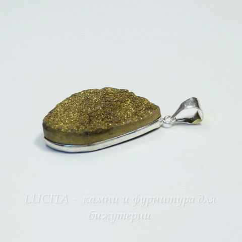 Подвеска Кварц в рамке (цвет - античное серебро) 35,4х23,5х9,4 мм №8