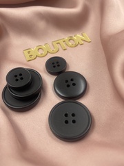 Пуговицы черные матовые на прокол с высоким скругленным бортиком