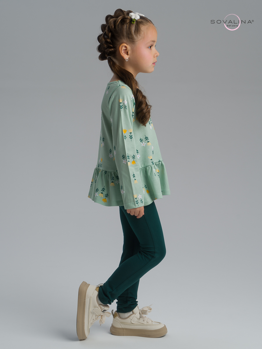 Костюм Алиса SG цветки на оливке-изумруд