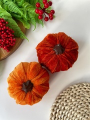 Тыква искусственная бархатная, муляж, 10 см, набор 2 шт.