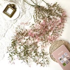 Ампельное растение, свисающая искусственная зелень, пепельно-розово-оливковый окрас, 105 см, набор 3 ветки