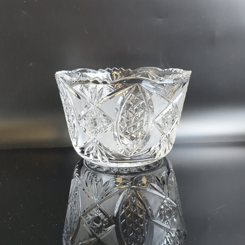 Салатник хрустальный алмазная грань, геометрический декор, матовый хрусталь, винтаж СССР 1970-1990 гг