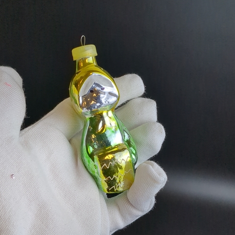 Ёлочная игрушка "Старуха" из сказки "Сказка о Золотой рыбке", стекло, подвесная, ручная роспись, винтаж СССР 1960-1990 гг