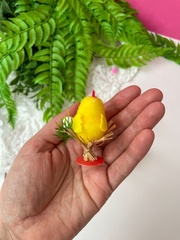 Цыплята пасхальные, декоративные, пушистые, 6 см на ветке, набор 4 шт.