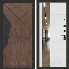 Входная металлическая дверь Бункер БН-14 зеркальная вставка ФЛЗ-649 Белый софт