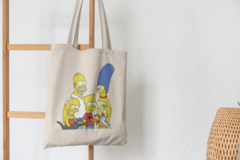 Сумка-шоппер с принтом Симпсоны, Барт, Мардж, Гомер, Лиза, Мэгги (The Simpsons) бежевая 001