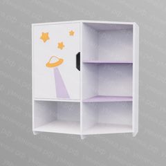 Детский стеллаж угловой с дверкой «Космос»