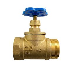 Вентиль латунный пожарный 15Б3р Ду 50 PN 10, муфта-штуцер, БАЗ, прямой