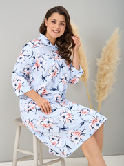 Ночная сорочка С-013/голубой-букетроза