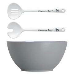 MELAMINE SALAD BOWL AND SERVERS, WELCOME ON BOARD