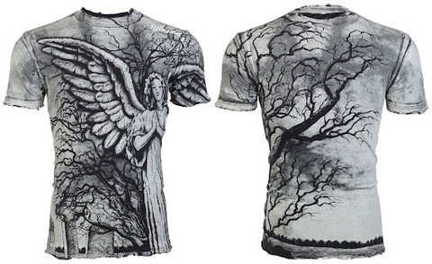 Affliction | Футболка мужская Grave Angel Black A468B перед и спина