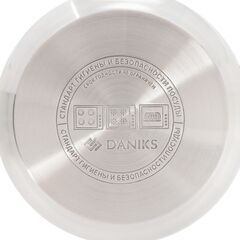 Кастрюля нерж, 2.6 л, с крыш, Daniks, Мадрид Gold, SD-318G, индукц