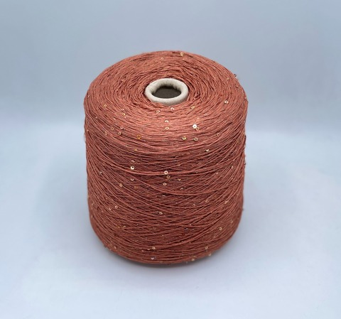 Filati Naturali (пр.Италия),art-Lino, 380м/100гр, 100%Лен+пайетки+люрекс, цвет-Терракот, арт-28095