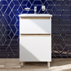 Тумба с раковиной напольная, 55 см, 2 ящика, белый глянец AM.PM X-Joy - M85AFSX0552WG